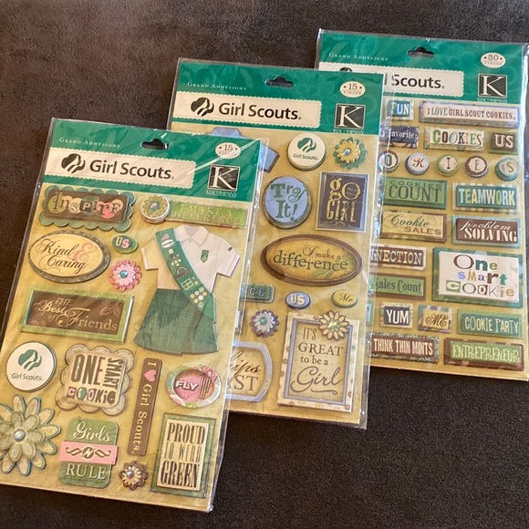 Girl Scouts Office Grand Adhesions Girl Scout Stickers Set Of 3 Nwt Poshmark
